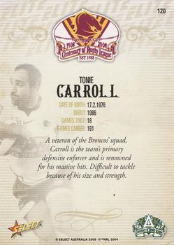 2008 NRL Centenary #120 Tonie Carroll Back